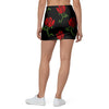 Red Doodle Rose Floral Mini Skirt-grizzshop