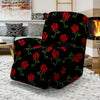 Red Doodle Rose Floral Recliner Cover-grizzshop