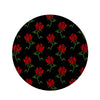 Red Doodle Rose Floral Round Rug-grizzshop