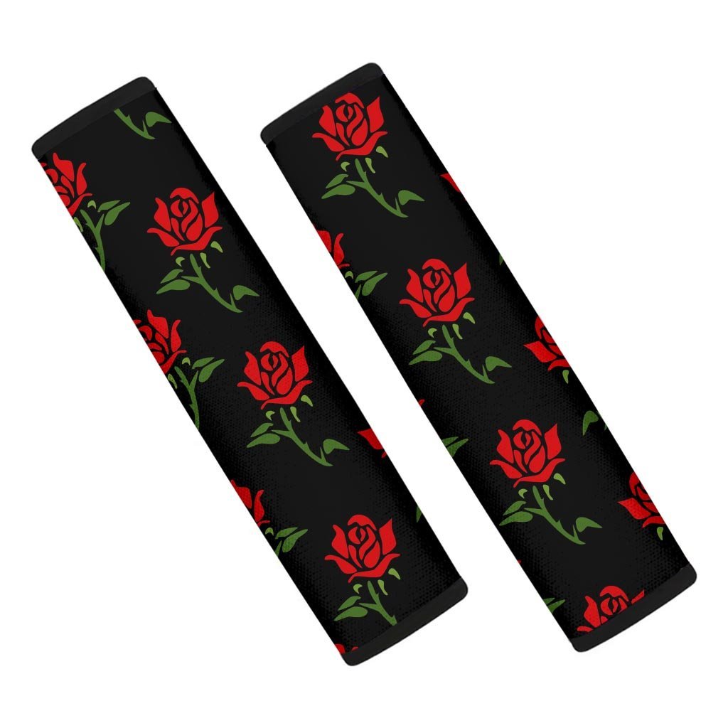 Red Doodle Rose Floral Seat Belt Cover-grizzshop