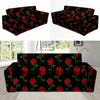 Red Doodle Rose Floral Sofa Cover-grizzshop