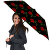 Red Doodle Rose Floral Umbrella-grizzshop