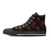 Red Doodle Rose Floral Women's High Top Shoes-grizzshop