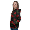 Red Doodle Rose Floral Women's Hoodie-grizzshop