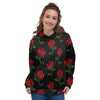 Red Doodle Rose Floral Women's Hoodie-grizzshop