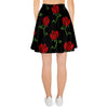 Red Doodle Rose Floral Women's Skirt-grizzshop