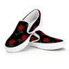 Red Doodle Rose Floral Women's Slip On Sneakers-grizzshop