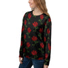 Red Doodle Rose Floral Women's Sweatshirt-grizzshop