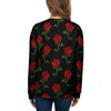 Red Doodle Rose Floral Women's Sweatshirt-grizzshop