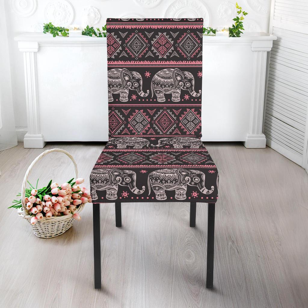 Red Elephant Aztec Pattern Print Chair Cover-grizzshop