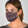 Red Elephant Aztec Pattern Print Face Mask-grizzshop