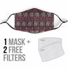 Red Elephant Aztec Pattern Print Face Mask-grizzshop