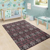 Red Elephant Aztec Pattern Print Floor Mat-grizzshop