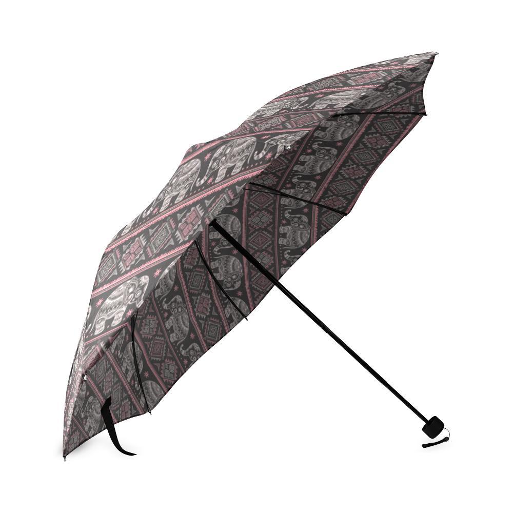 Red Elephant Aztec Pattern Print Foldable Umbrella-grizzshop