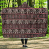 Red Elephant Aztec Pattern Print Hooded Blanket-grizzshop