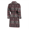 Red Elephant Aztec Pattern Print Men Long Robe-grizzshop