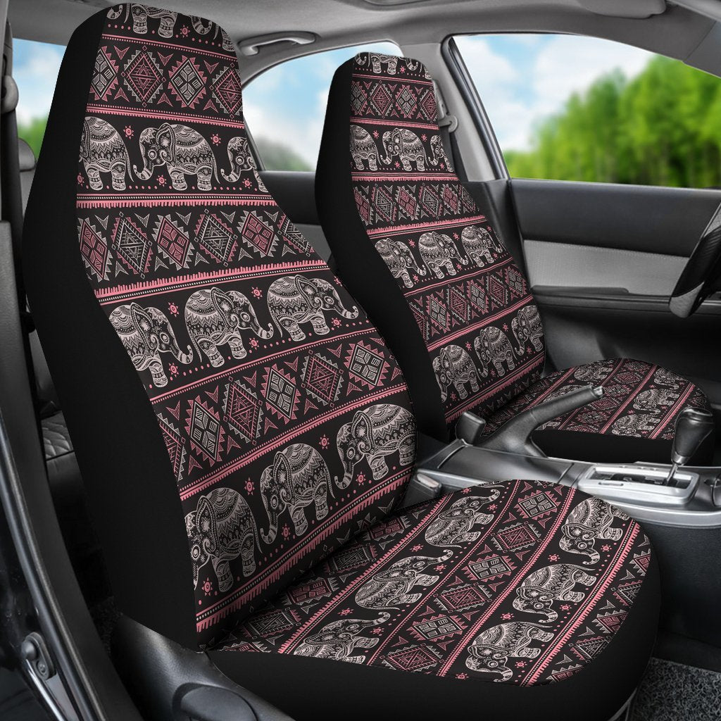 Red Elephant Aztec Pattern Print Universal Fit Car Seat Cover-grizzshop