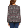 Red Elephant Aztec Pattern Print Women Crewneck Sweatshirt-grizzshop