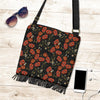 Red Floral Poppy Pattern Print Crossbody Bags-grizzshop