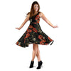 Red Floral Poppy Pattern Print Dress-grizzshop