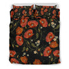 Red Floral Poppy Pattern Print Duvet Cover Bedding Set-grizzshop