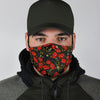 Red Floral Poppy Pattern Print Face Mask-grizzshop