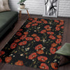 Red Floral Poppy Pattern Print Floor Mat-grizzshop