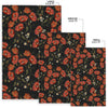 Red Floral Poppy Pattern Print Floor Mat-grizzshop