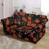 Red Floral Poppy Pattern Print Loveseat Cover-grizzshop