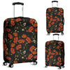 Red Floral Poppy Pattern Print Luggage Cover Protector-grizzshop