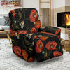 Red Floral Poppy Pattern Print Recliner Cover-grizzshop