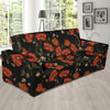 Red Floral Poppy Pattern Print Sofa Covers-grizzshop