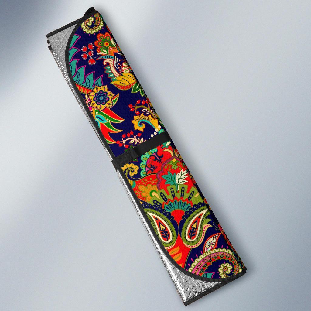Red Flower Paisley Pattern Print Car Sun Shade-grizzshop