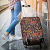 Red Flower Paisley Pattern Print Luggage Cover Protector-grizzshop