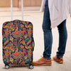 Red Flower Paisley Pattern Print Luggage Cover Protector-grizzshop