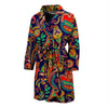 Red Flower Paisley Pattern Print Men Long Robe-grizzshop