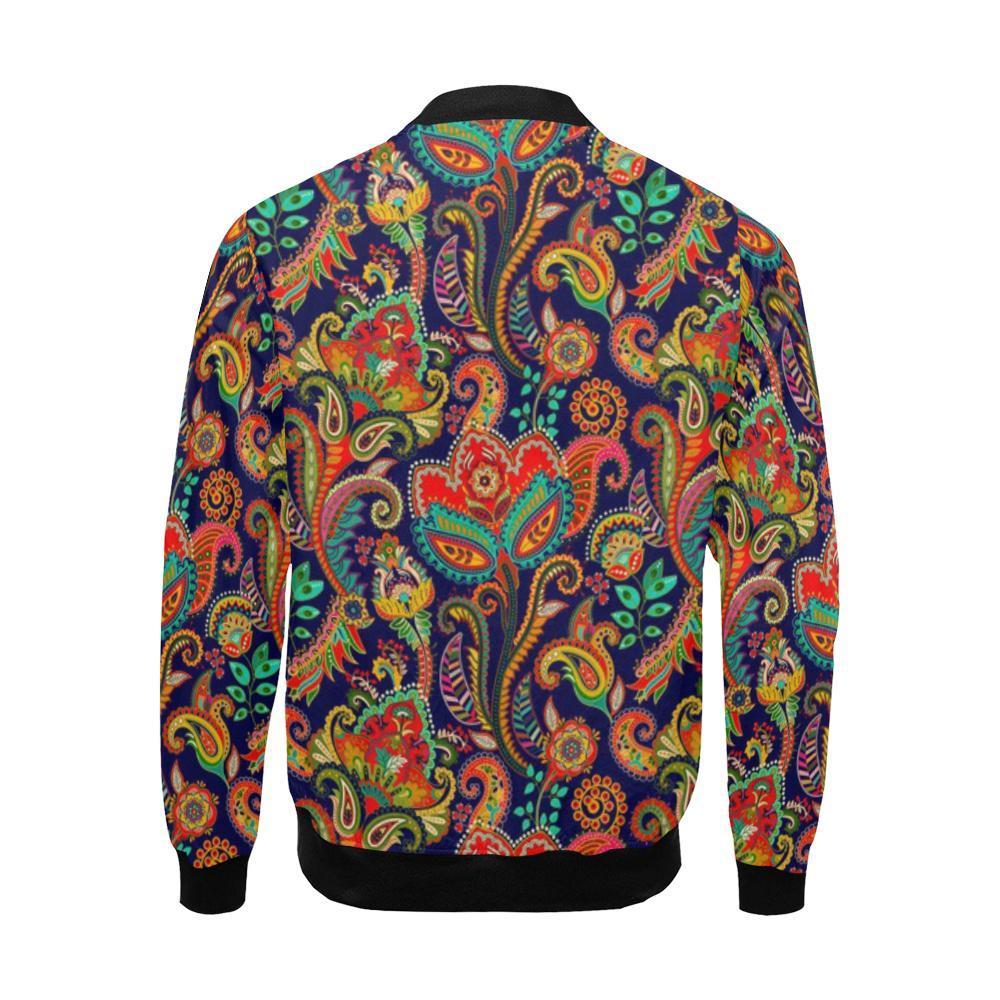 Red Flower Paisley Pattern Print Men's Bomber Jacket-grizzshop