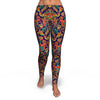 Red Flower Paisley Pattern Print Pattern Women Leggings-grizzshop