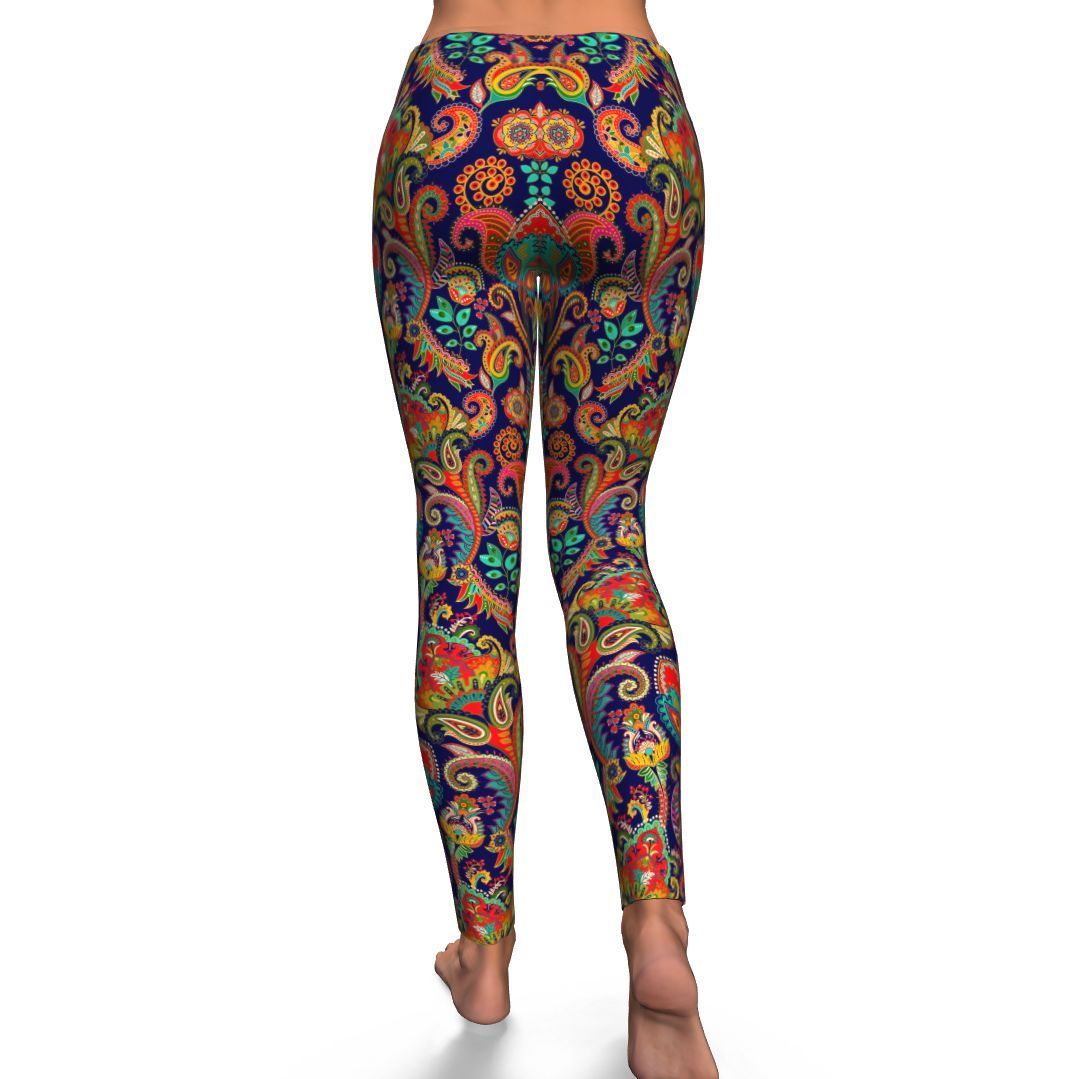 Red Flower Paisley Pattern Print Pattern Women Leggings-grizzshop