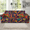 Red Flower Paisley Pattern Print Sofa Covers-grizzshop