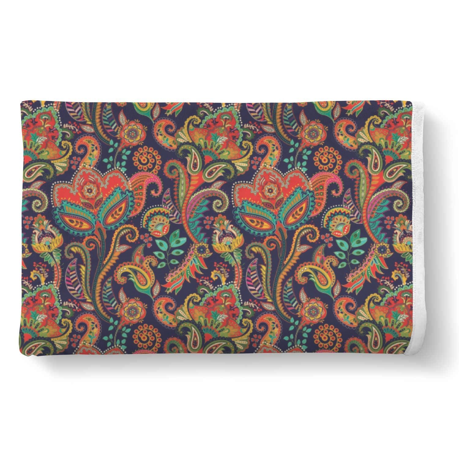 Red Flower Paisley Pattern Print Throw Blanket-grizzshop