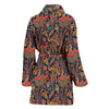 Red Flower Paisley Pattern Print Women Long Robe-grizzshop