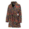 Red Flower Paisley Pattern Print Women Long Robe-grizzshop