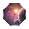 Red Galaxy Space Moon Earth Print Foldable Umbrella-grizzshop