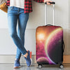 Red Galaxy Space Moon Earth Print Luggage Cover Protector-grizzshop