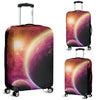 Red Galaxy Space Moon Earth Print Luggage Cover Protector-grizzshop