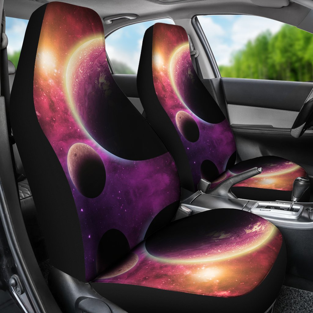 Red Galaxy Space Moon Earth Print Universal Fit Car Seat Cover-grizzshop