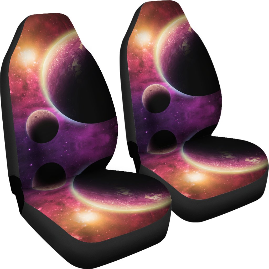 Red Galaxy Space Moon Earth Print Universal Fit Car Seat Cover-grizzshop