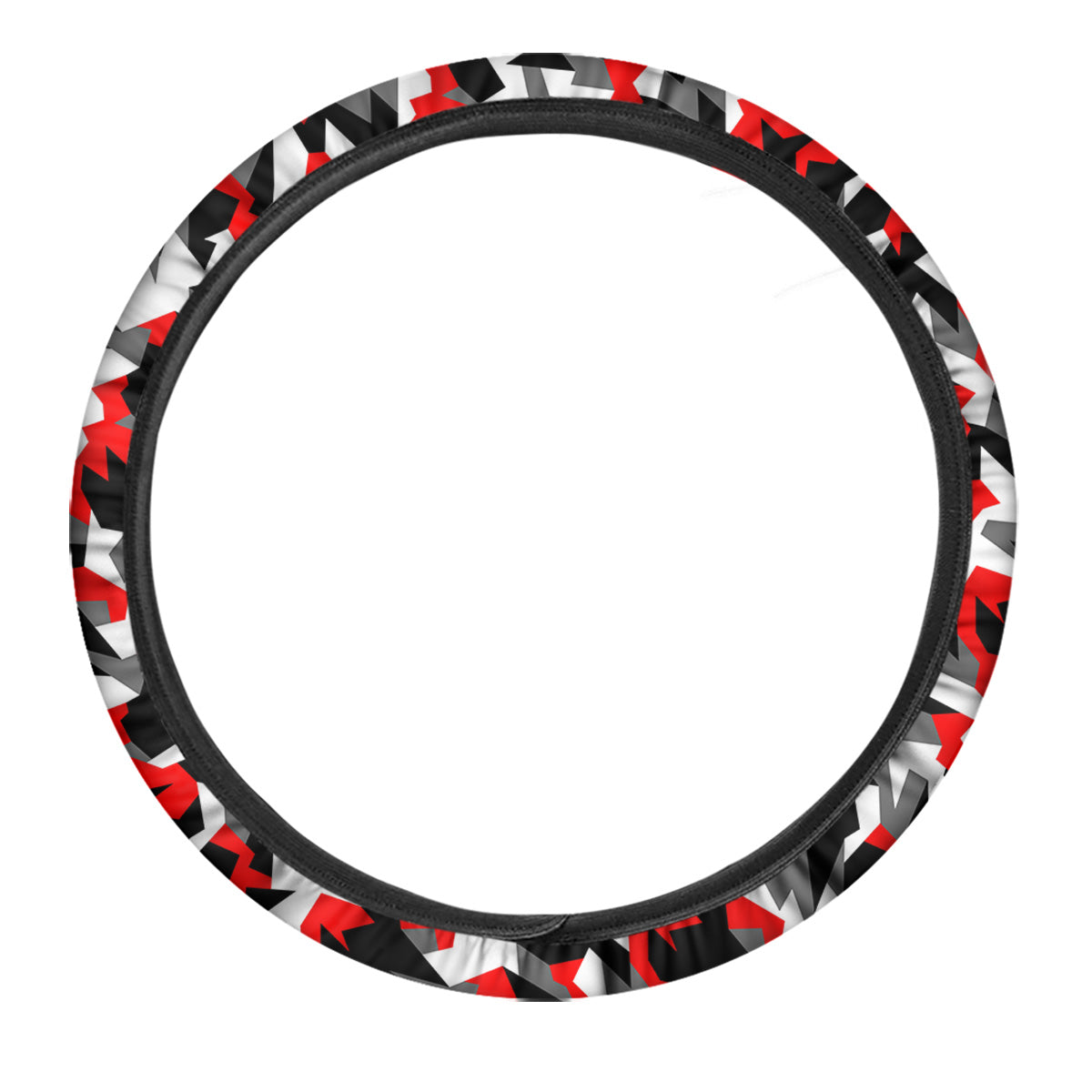 Red Geometric Camouflage Print Pattern Car Steering Wheel Cover-grizzshop