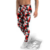 Red Geometric Camouflage Print Pattern Men's Leggings-grizzshop